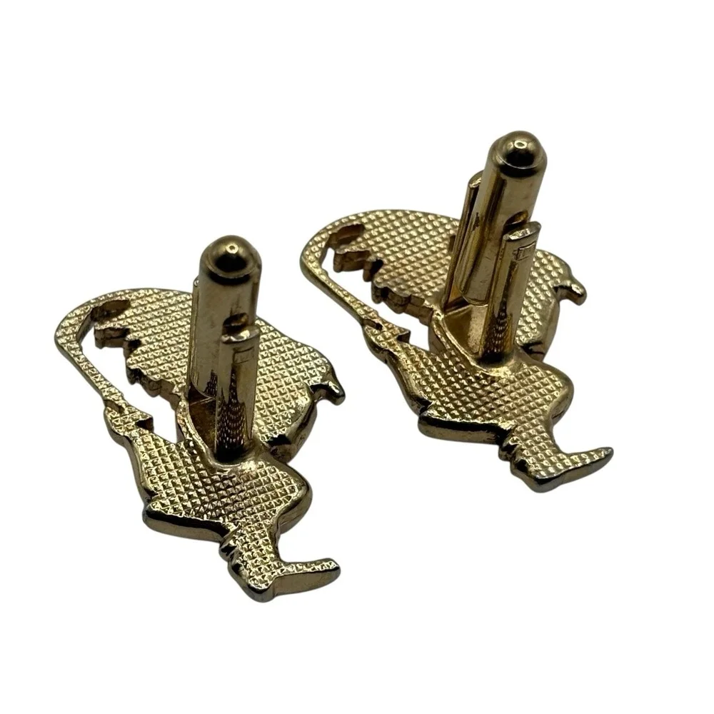 Fisherman Cufflinks by Hickok USA‎ Gold Tone Hooked Underwear Funny Nautical VTG